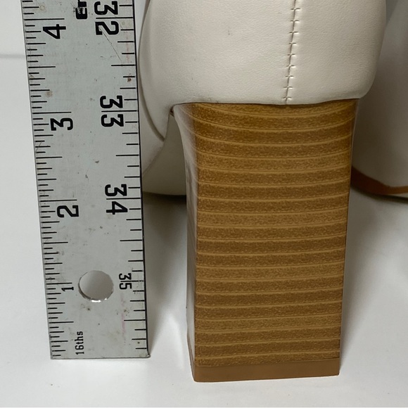 New Cream Block High Heel Women Knee Fall White Boots - Picture 7 of 7